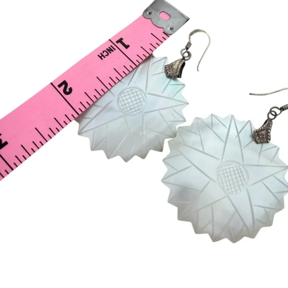 Mother of Pearl Large Dangling earrings 925 sterling 2